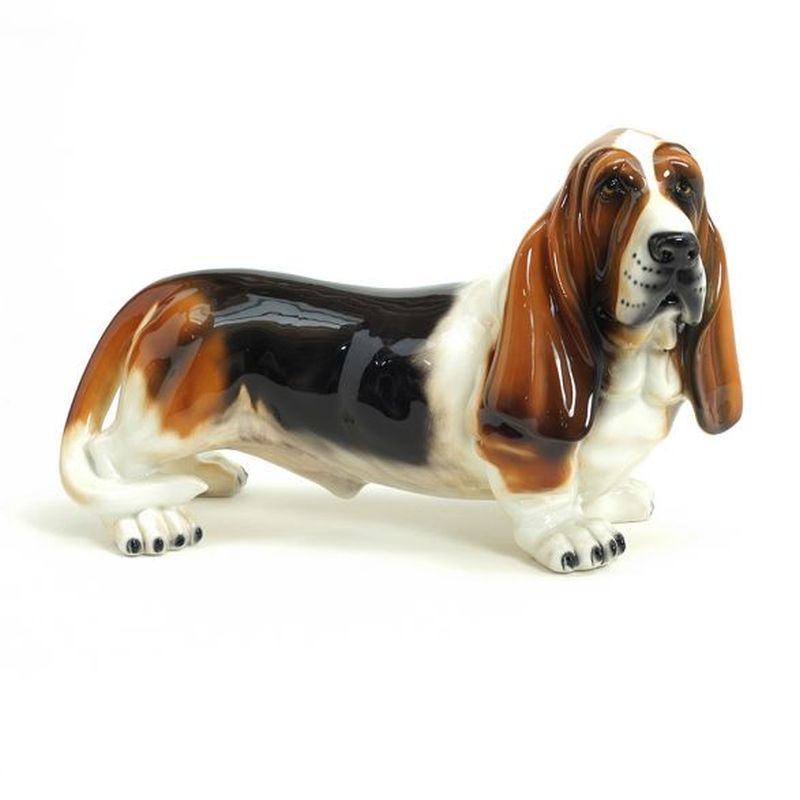 STATUA CANE BASSOTTO HOUND MEDIO IN CERAMICA CM. 35X70 -ANIMALI-